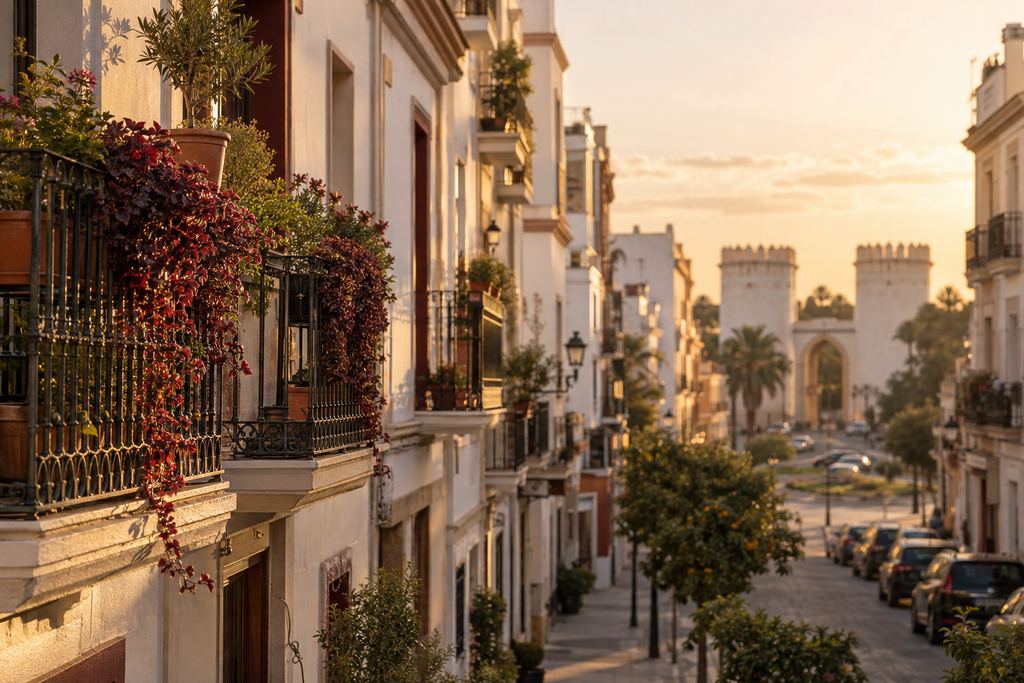 Fachadas residenciales de Badajoz al atardecer
